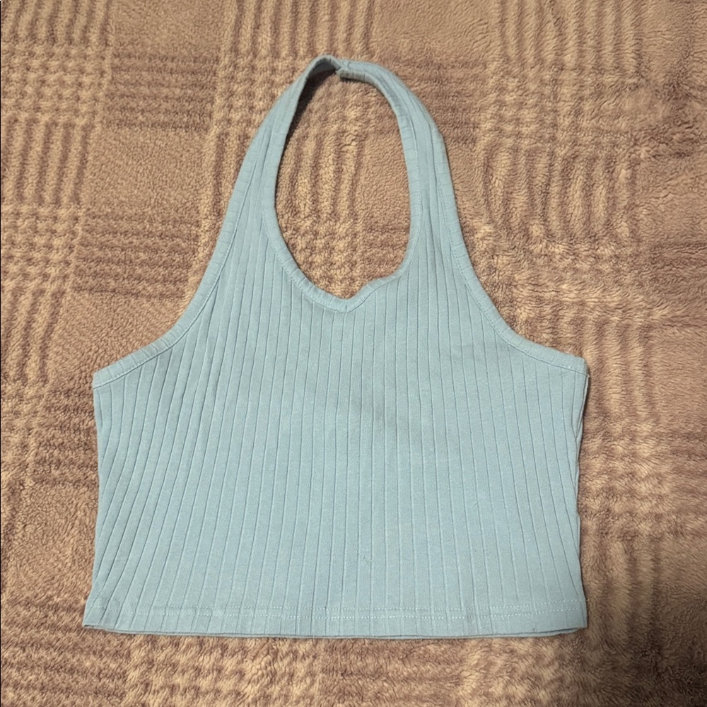 Rosio Sky Blue Ribbed Top